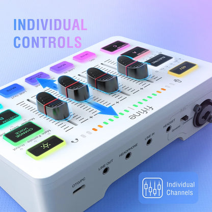 FIFINE 4-Channel USB Gaming Mixer with XLR Mic Interface – RGB Sound Mixer for Game, Podcast & Streaming AmpliGame SC3W