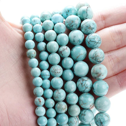 Natural Stone Round Beads 4-12mm Tiger Eye Lava Turquoise Jade for DIY Jewelry Making Bracelet Craft Supplies