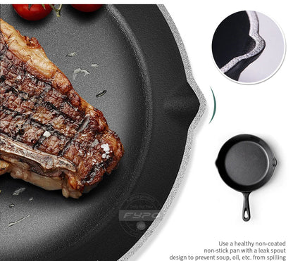 Cast Iron Frying Pan – 14/16/20cm Non-Stick Skillet for Omelettes, Pancakes & Induction Cooking