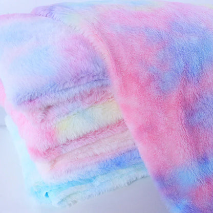 8MM Tie-Dye Plush Fur Fabric — Soft Gradient Rabbit Fur for DIY Dolls, Clothing, Pillows & Scarves