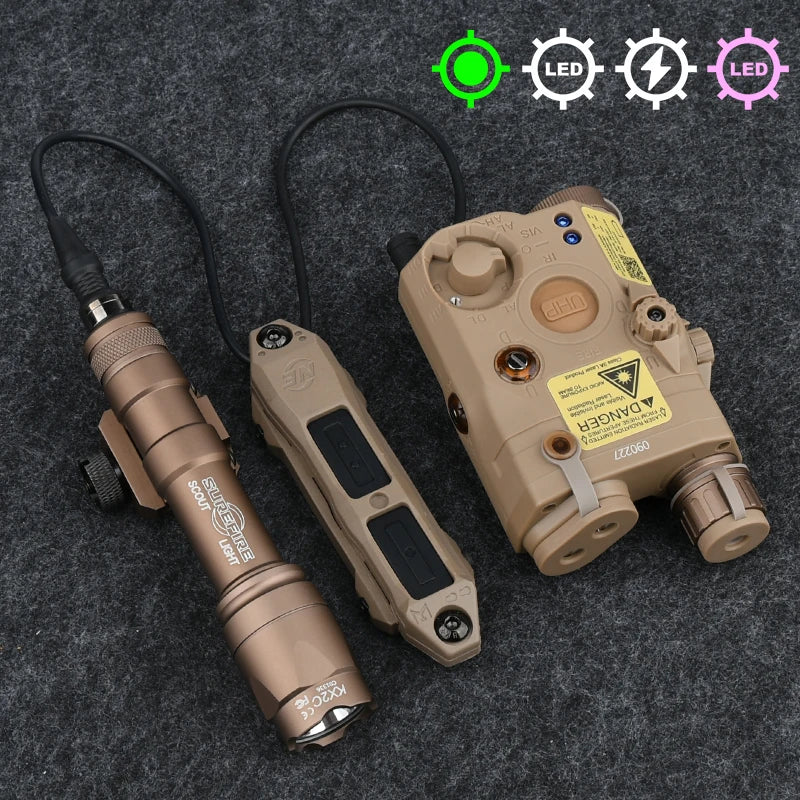 Tactical Surefir M300A/M600C Flashlight — Nylon PEQ-15 Battery Box with Dual Control Switch, Fits 20MM Rail