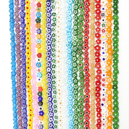Colorful Lampwork Flower Beads - Thousand Flower Flat Plum Blossom Loose Beads for DIY Bracelet & Jewelry Crafts