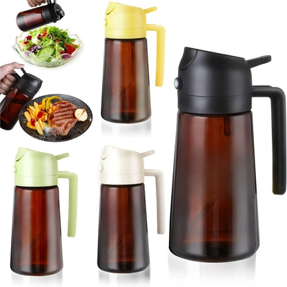 16oz/470ML Brown Oil Sprayer – 2-in-1 Light-Blocking Olive Oil Dispenser Bottle for Cooking and Seasoning