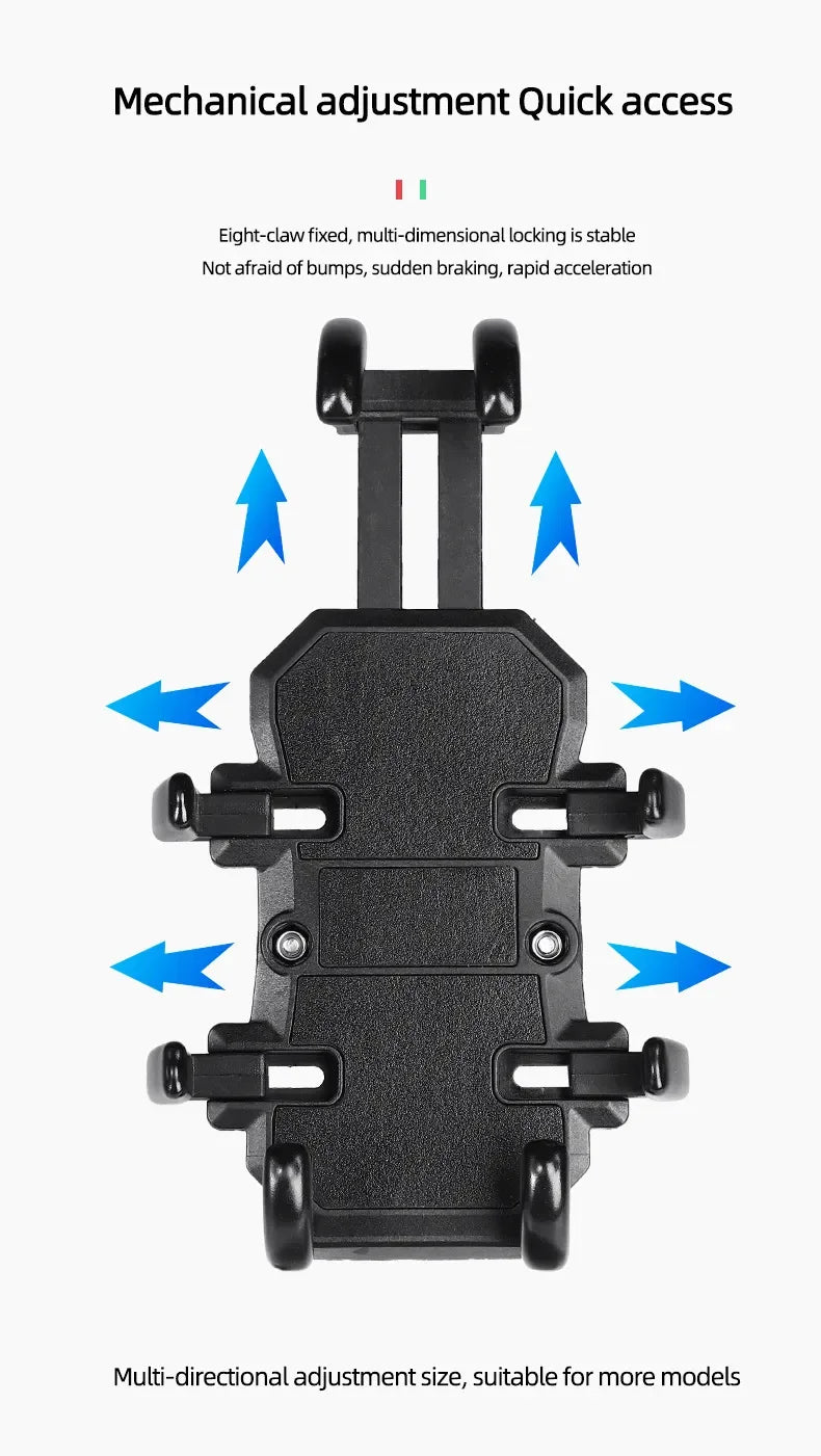 Motorcycle & Bike Phone Holder with Shock Absorber – Handlebar Rearview Mirror Mount for 4.7–7.1” Smartphones