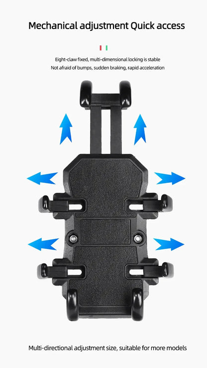 Motorcycle & Bike Phone Holder with Shock Absorber – Handlebar Rearview Mirror Mount for 4.7–7.1” Smartphones