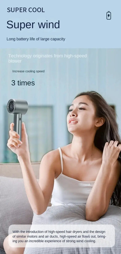 Portable Mini Bladeless Hand Fan – USB Rechargeable Handheld Personal Fan with 120-Speed High-Speed Airflow, Electric Cooling Fan