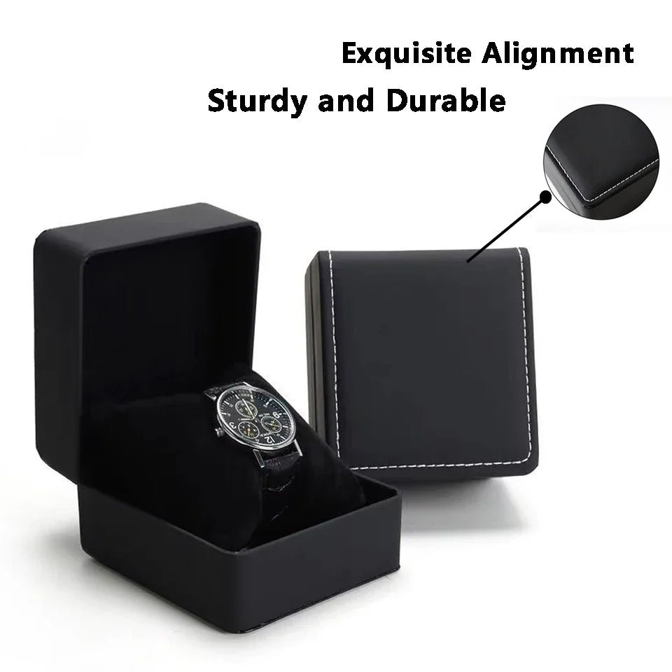 Lnofxas Black Single Watch Gift Box — PU Leather Wristwatch Display Case with Pillow, Organizer for Men