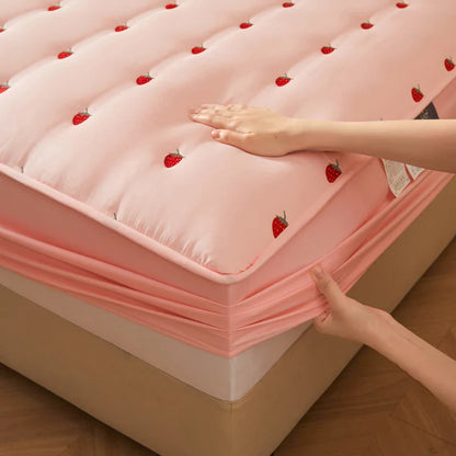 Thick Embroidered Mattress Cover 90x200 – Elastic Fitted Sheet Queen Size Bed Cover (Pillowcase Sold Separately)