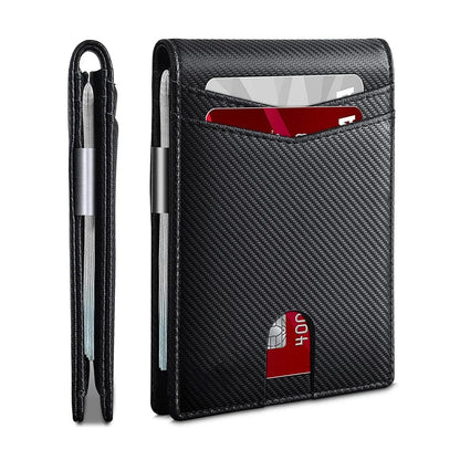 RFID Carbon Fiber Slim Wallet for Men – Luxury Money Bag, Thin Card Holder, Small Short Billfold Purse
