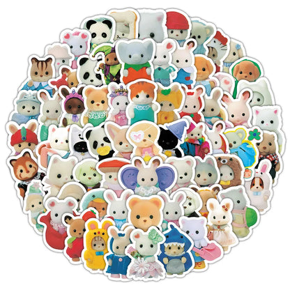 100/200pcs Calico Critters Stickers — Waterproof Cartoon Decals for Laptops, Scrapbooks, Skateboards & Kids’ Decor