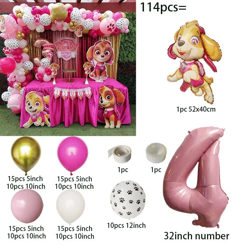 Pink Paw Patrol Party Supplies for Girls – Skye Balloons, Cups, Plates & Tablecloth for Birthday & Baby Shower