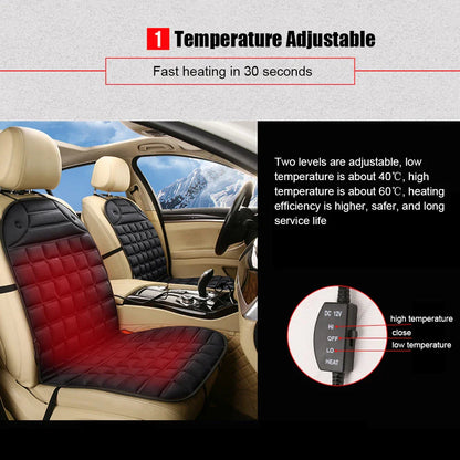 12V Electric Heated Car & Home Seat Cushion — Universal Warm Winter Cushion Cover