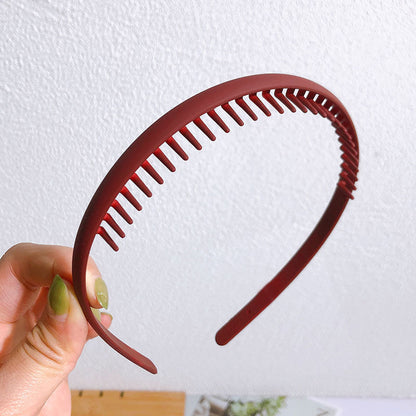 Fashion Solid Color Plastic Hairbands – Toothed Wave Combs, Non-slip Hair Bands for Women & Girls, Face Wash Headbands, Hair Accessories