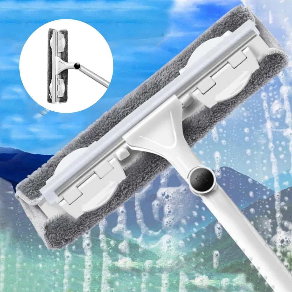Extendable Telescopic Window Cleaning Mop & Glass Wiper Brush with Long Handle for Household Use