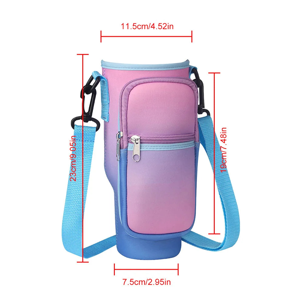 Portable Water Bottle Carrier Bag – Neoprene Holder with Phone Pocket for Stanley 40oz Tumbler with Handle