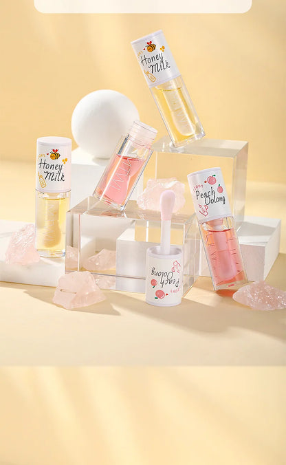 Peach Milk Honey Lip Oil – Moisturizing Lip Gloss, Fades Lip Lines with Big Brush Head