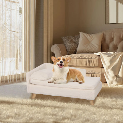 Elevated Pet Bed — Nordic Style Stool Bed with Cozy Waterproof Pad & Wooden Legs for Small Dogs & Kittens