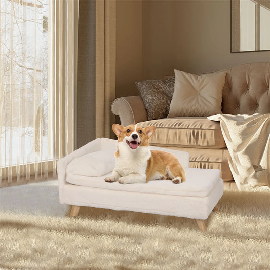 Elevated Pet Bed — Nordic Style Stool Bed with Cozy Waterproof Pad & Wooden Legs for Small Dogs & Kittens