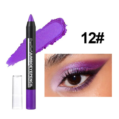 12-Color Waterproof Eyeshadow Pencil – Long-Lasting Pigment Blue Purple Black Eye Shadow Stick