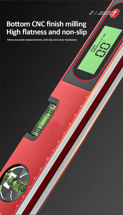 30/40/50cm Digital Display Magnetic Angle Level — Aluminum Alloy Protractor Inclinometer Ruler 90° Measurement Tool