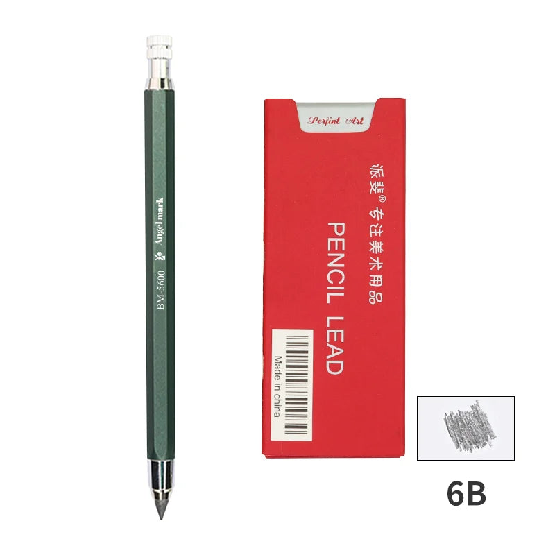 5.6mm Mechanical Pencils & Charcoal Graphite Lead – Soft, Medium & Hard HB to 14B Sketch Drawing Core