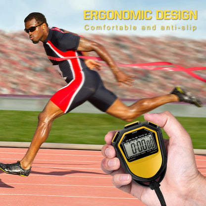 Classic Waterproof Digital Sports Stopwatch – Professional LCD Timer with String for Timing Events