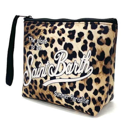 S-Saint B-Barth Striped Neoprene Zip-Up Clutch – Unisex Cosmetic & Toiletry Makeup Bag for Women