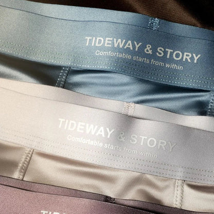 Men’s Ice Silk Underwear - 4PCS Luxury Satin Breathable Seamless Boxer Shorts Flat Corner Design