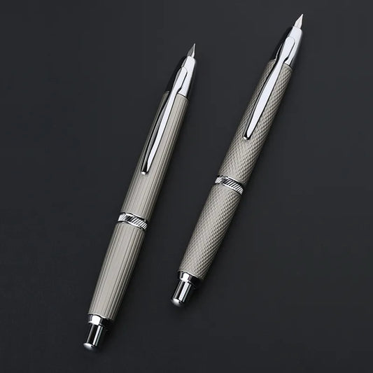 MAJOHN A1 Metal Engraved Fountain Pen: Press Fish Scale Design, Retractable with Clip/No Clip - Office and School Writing Gift