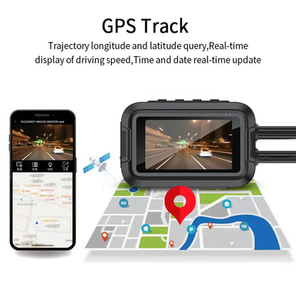 Dual 1080P Motorcycle DVR - Full Body Waterproof Camera with WiFi, GPS, Front and Rear Dash Cam Video Recorder Black Box