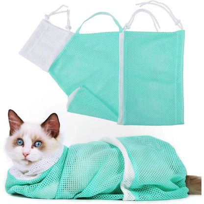 Mesh Cat Grooming & Bathing Bag – Adjustable Oxford Cloth Pet Restraint for Nail Trimming, Anti-Scratch & Bite