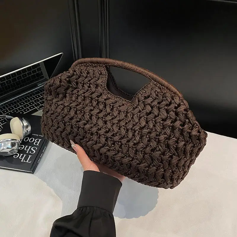 Fashion Elegant Woven Handbag — Female Beach Straw Underarm Bag, Versatile Shoulder & Evening Bag for Women Gifts