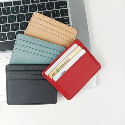 Ultra-Thin Leather Mini Wallet - Slim Bank and Credit Card Holder for Men and Women, Small ID Case with 4 Slots