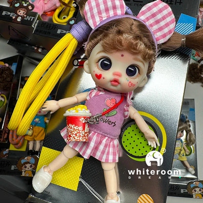 Mini Labbu Pocket Doll – Jointed Blythe-Style Boy & Girl Doll for Girls, Rainbow Ball Mobile Phone Decoration