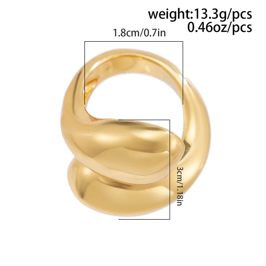 Ingemark Punk Snake Ring – Exaggerated Water Drop Geometric Adjustable Open Finger Ring for Women, Vintage Couple Jewelry