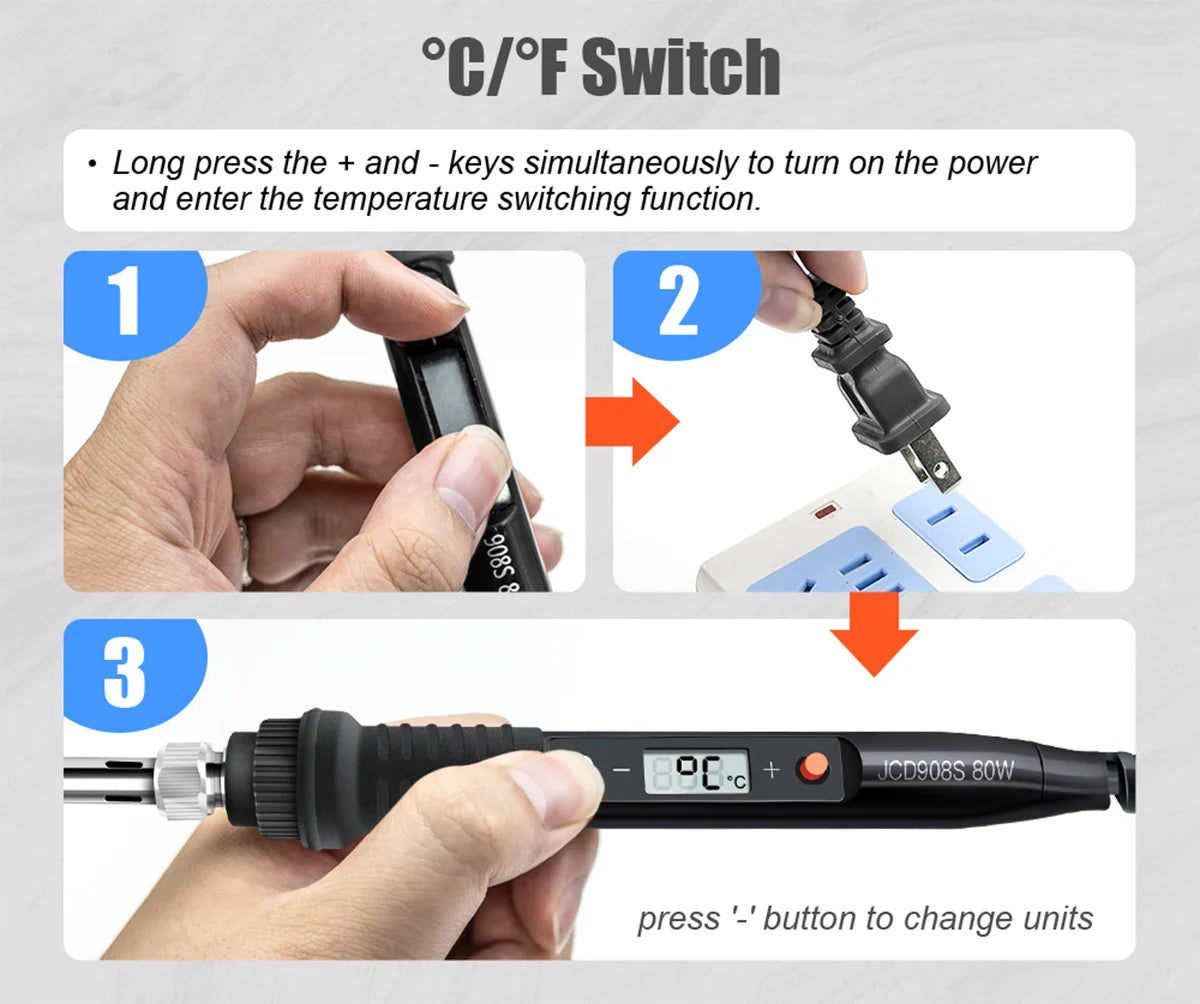 JCD 60W/80W Electric Soldering Iron – Adjustable Temperature with Digital Display for Welding & Repair