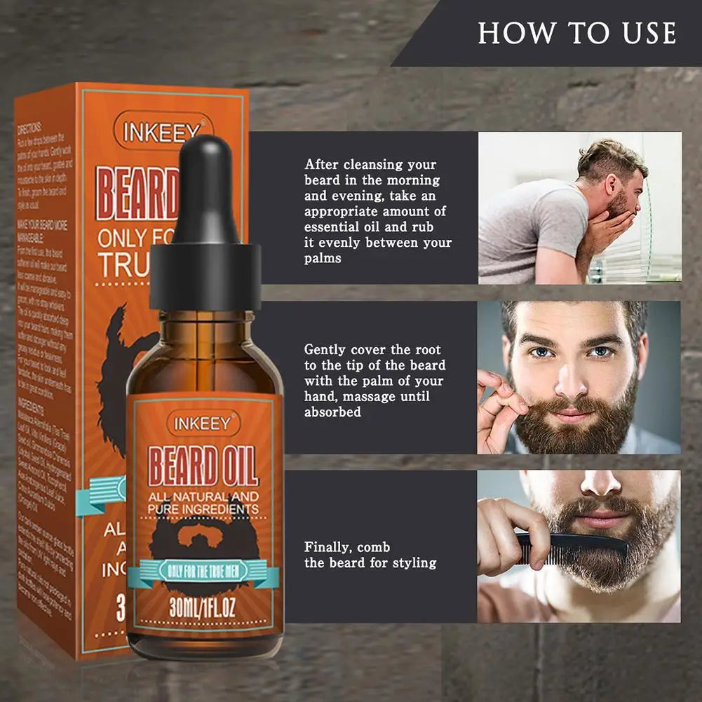 30ml Men’s Beard Growth Oil Serum – Nourishing Beard Care Treatment for Softening, Strengthening, Thickening & Styling Facial Hair Grooming Oil