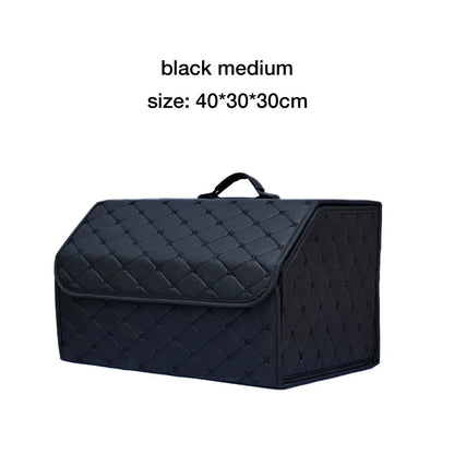 Car Trunk Organizer Box – Large Capacity Leather Storage Bag for Auto Tools, Stowing, Tidying, and Emergency Use, Folding