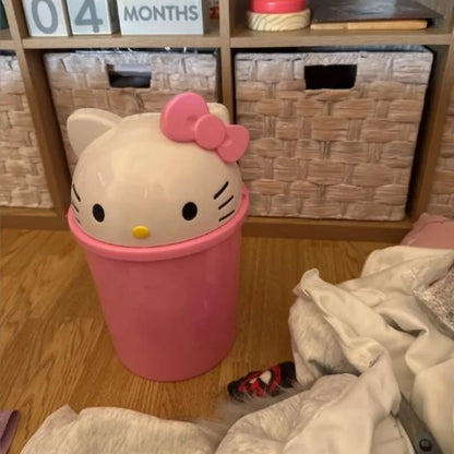 Sanrio Hello Kitty Kawaii Trash Can – Cute Dustbin for Bedroom & Living Room Garbage Disposal
