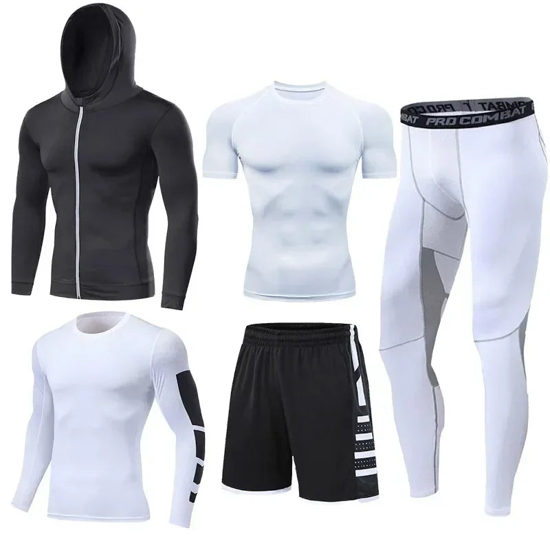 Men's Running Tracksuit Set - Compression Fitness Sportswear With Leggings, Gym Tights & Training Sweatpants