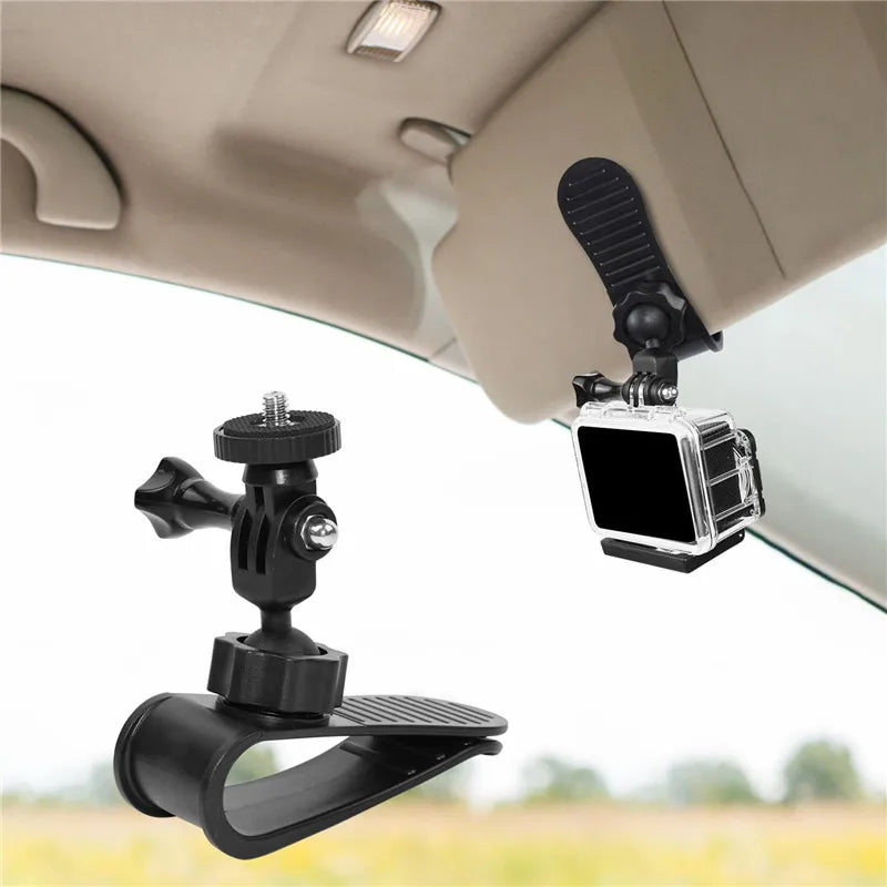 Car Camera Mount Sun Visor Clip – Holder for GoPro Hero 9-13, DJI Osmo Action 3-5 & Insta360 X3/X4 Accessories