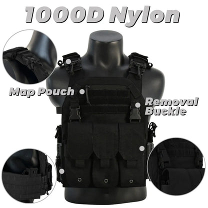 UNINOTAC Tactical Vest – High-Quality 1000D Nylon 6094K Vest with Quick Release & Triple Magazine Pouch