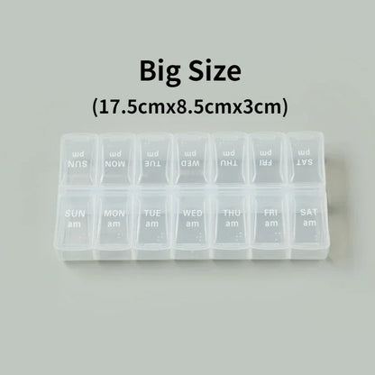 Weekly Travel Pill Organizer Box – 7-Day Portable Medicine & Vitamin Storage with 14 Grid Compartments