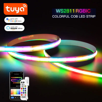 Smart TUYA WS2811 RGB Dreamcolor COB LED Strip – Music & Voice Control, Alexa & Google Home Compatible