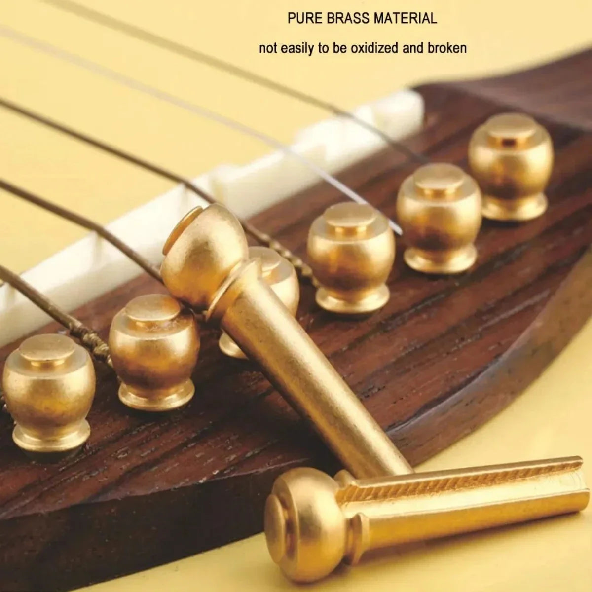 6 Pcs Brass Guitar Bridge Pins – String Pegs with Bridge Pin Puller, Guitar Parts Replacement