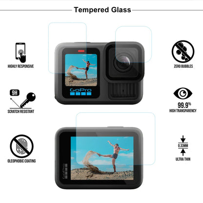 Silicone Case for GoPro Hero 13 Black – Tempered Glass Screen Protector, Protective Film, Flip Battery Cover & Lens Cap