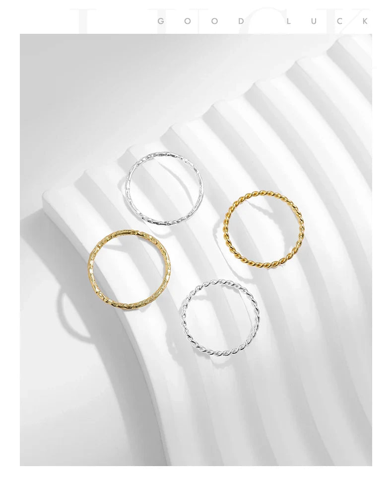 MODIAN 925 Sterling Silver Stackable Ring – Classic Wave Geometric Finger Ring, Fashion Jewelry for Women