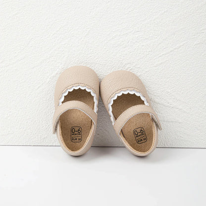 Meckior Baby Boys & Girls Shoes - Infant Leather with Rubber Sole, Anti-Slip Toddler First Walkers, Newborn Princess Crib Shoes