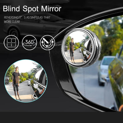 2PCS 360° Adjustable Blind Spot Mirrors — Round Convex Auxiliary Rearview Mirrors, Wide-Angle Car Reverse Safety Mirrors