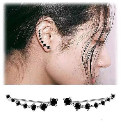 Women’s Gold Color Clip-On Earrings Set – Black & White Gem Rhinestone Ear Clips, Simple Fashion Party Jewelry